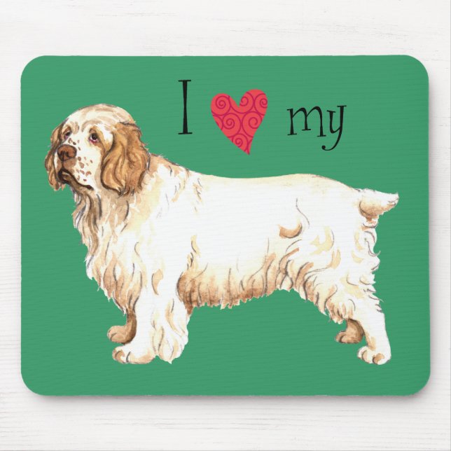 Mousepad Amo o meu Clumber Spaniel (Frente)