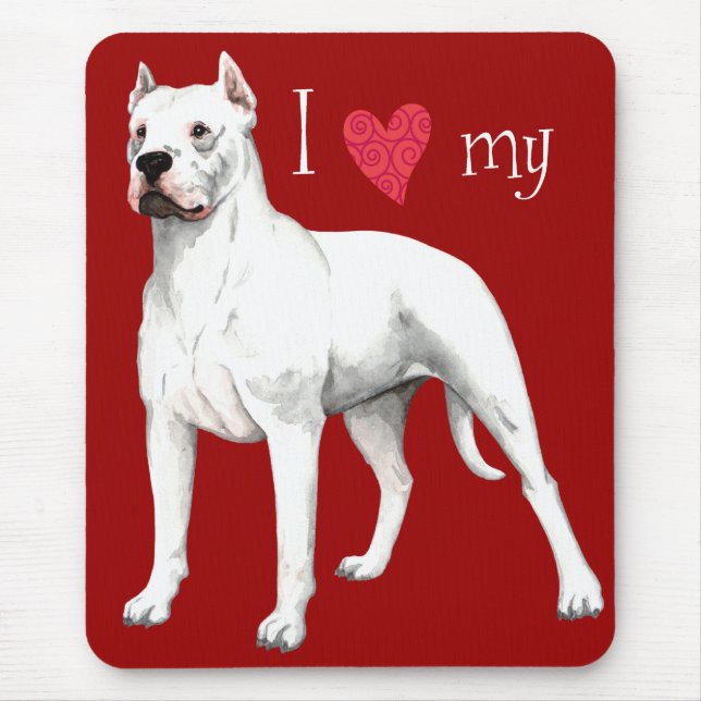 Mousepad Amo o meu Dogo Argentino (Frente)