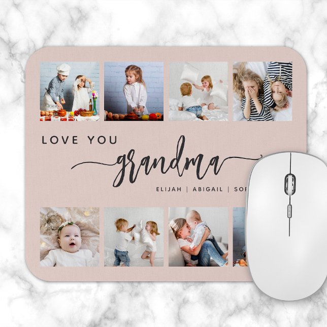 Mousepad Amo-Te Avó 8 Foto Collage Blush Pink (Criador carregado)