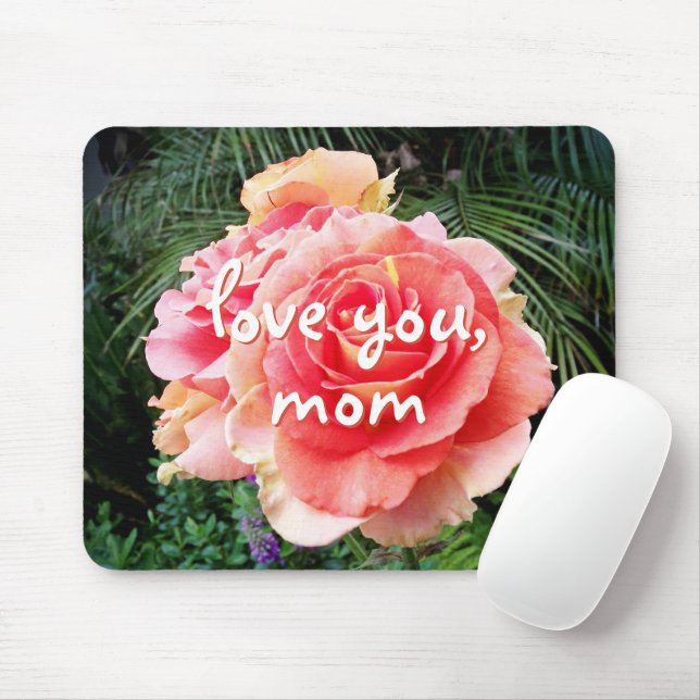 Mousepad Amo-Te Mãe Citar Rosa Rosa Rosa Rosa Fotografia Br (Com mouse)
