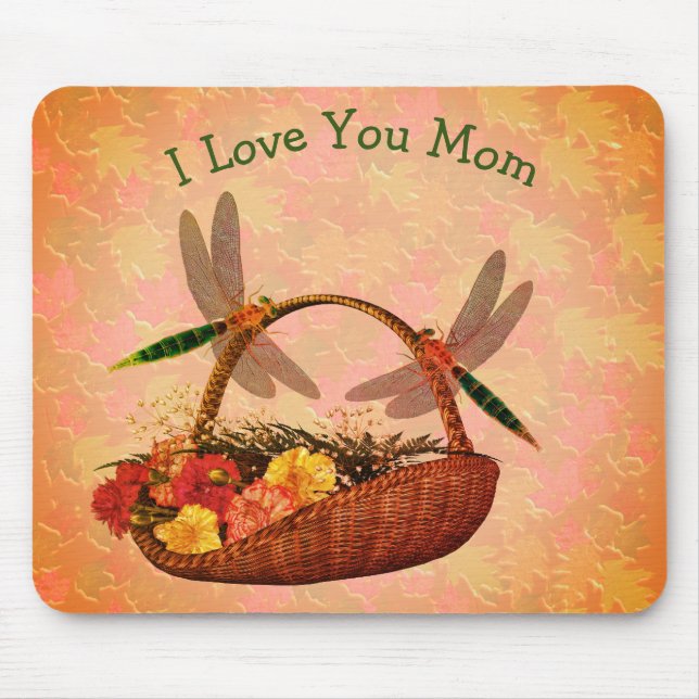 Mousepad Amo-Te Mãe, Dragonflies Flower Basket (Frente)