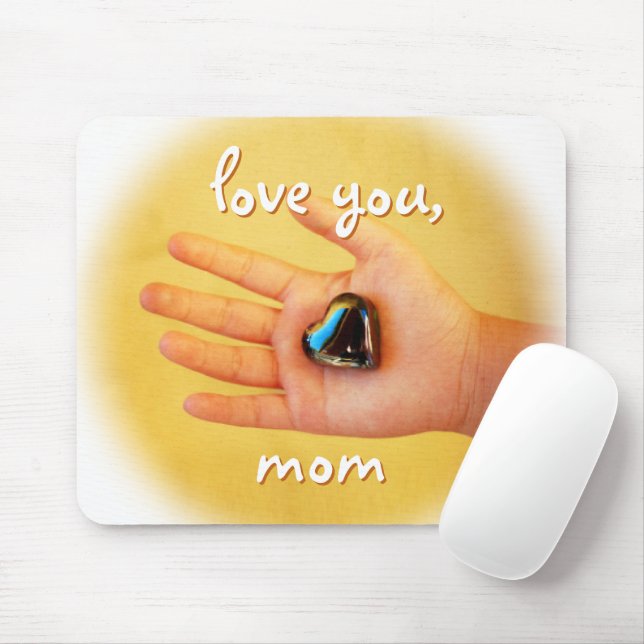 Mousepad Amo-Te, Mãe, Mãe, Fotografia De Coração Azul (Com mouse)