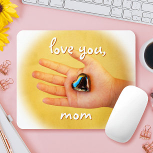 Mousepad Amo-Te, Mãe, Mãe, Fotografia De Coração Azul