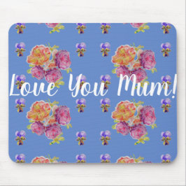 Mousepad Amo-te, Mãe, Rosa floral, Mouse Mat Pad
