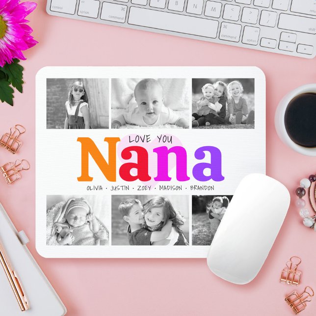 Mousepad Amo-Te Nana Colorful Rainbow 6 Photo Collage (Criador carregado)