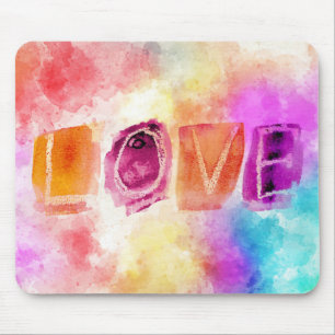 Mousepad Amor Abstrato Colorido Moderno em Aquarela