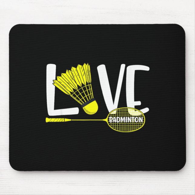 Mousepad Amor ao Badminton Raquete Fofa e Ventoinha Fã de E (Frente)