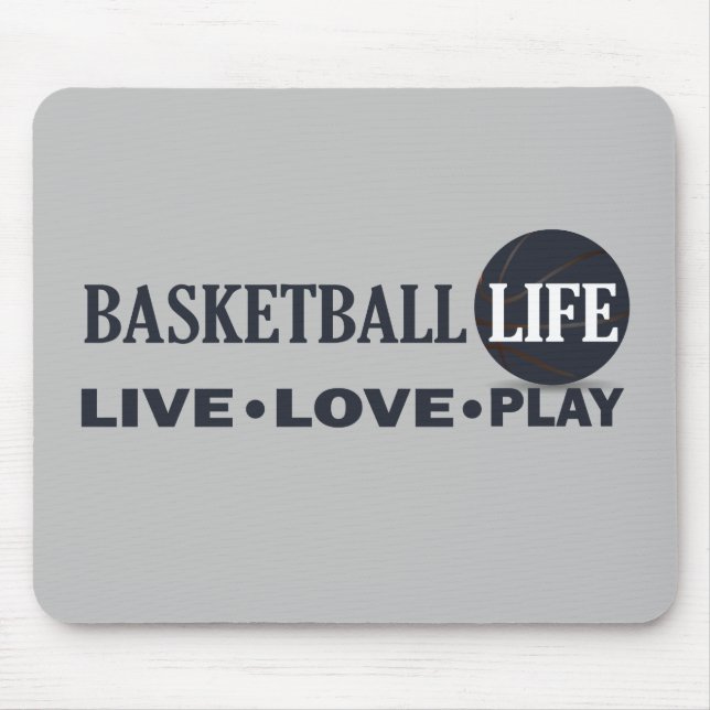 Mousepad amor ao vivo jogar basquete vida azul (Frente)