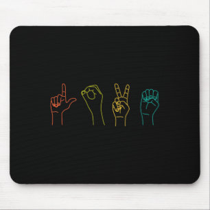 Mousepad Amor ASL Língua de sinais Alfabeto Dia dos Namorad