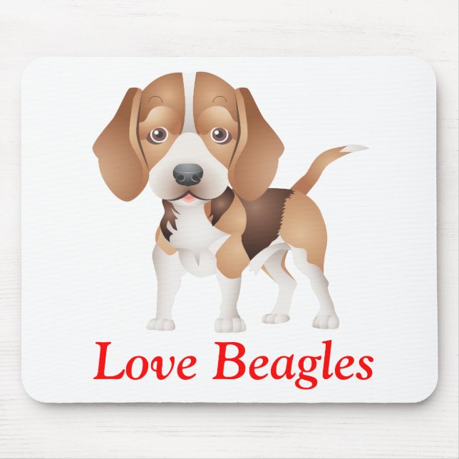 Mousepad Amor Beagles Cachorrinho Puppy Cão - Pad de Mouse (Frente)