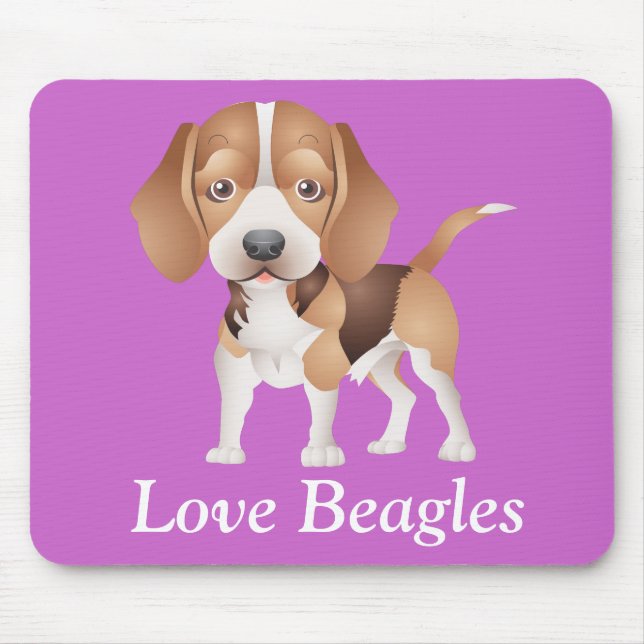 Mousepad Amor Beagles Cachorrinho Puppy Cão - Pad de Mouse (Frente)