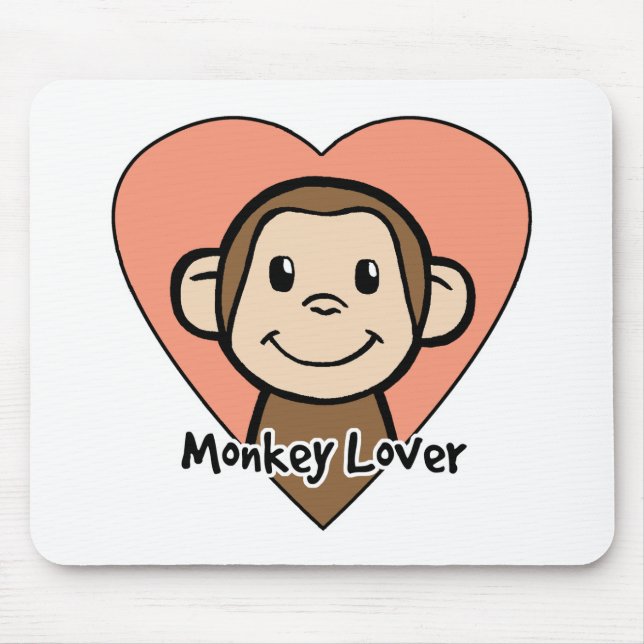 Mousepad Amor bonito do macaco do sorriso do clipart dos (Frente)