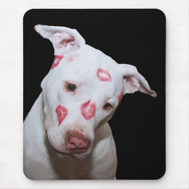 Mousepad Amor branco do cão de filhote de cachorro, selado (Frente)