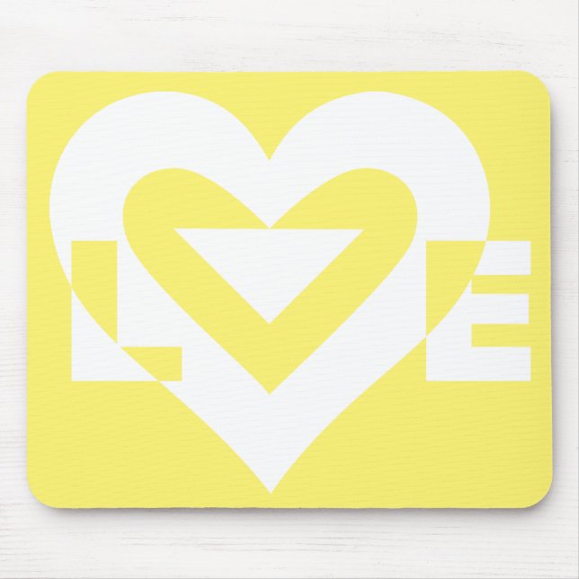 Mousepad Amor Branco em Amarelo (Frente)
