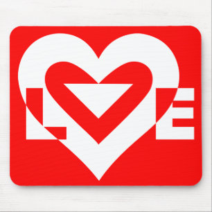 Mousepad Amor Branco em Vermelho