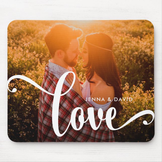 Mousepad Amor branco na moda da folha de prova | com foto (Frente)