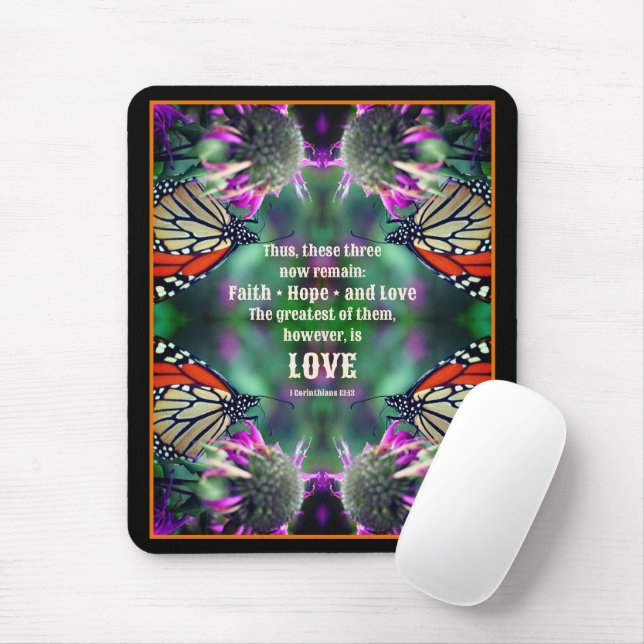 Mousepad Amor Citação Monarca Borboleta Inspiração (Com mouse)