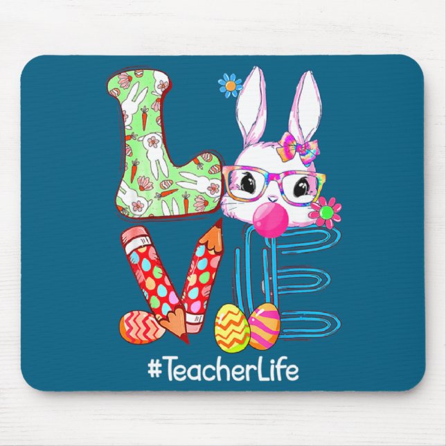 Mousepad Amor Coelhinho da Páscoa Professora Vida Bunny Pás (Frente)