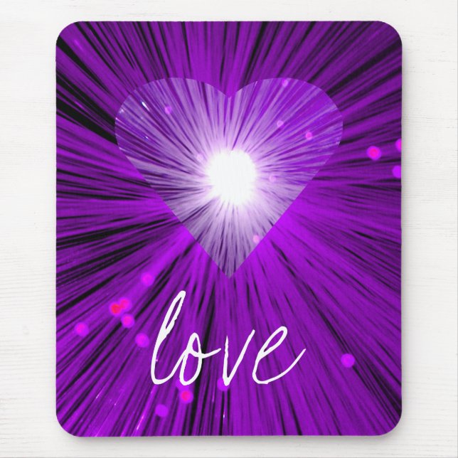 Mousepad 'Amor' com Coração Roxo (Frente)