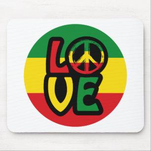 Mousepad AMOR com símbolo de paz, estilo reggue