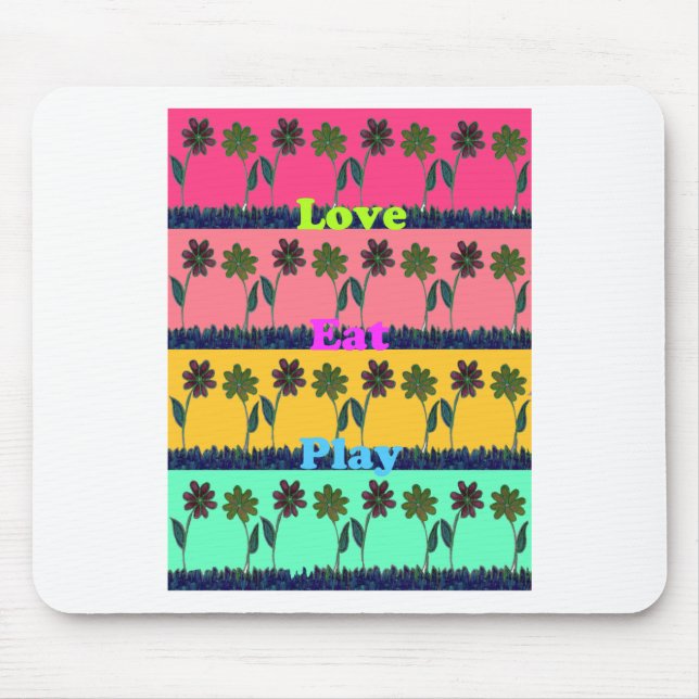 Mousepad Amor Comer Jogar Arte Impressa (Frente)