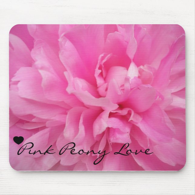 Mousepad Amor cor-de-rosa da peônia (Frente)