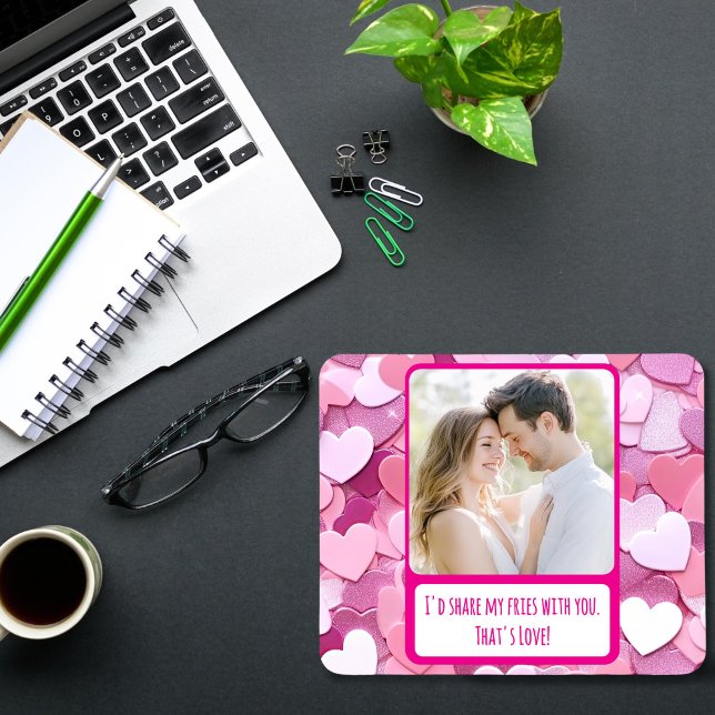 Mousepad Amor Coração Confetti Compartilha Minhas Fritas (Criador carregado)