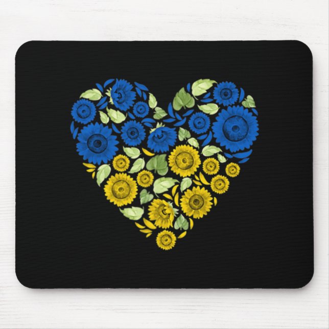 Mousepad Amor Coração Ucrânia Girassol Paz Ucraniana Para U (Frente)