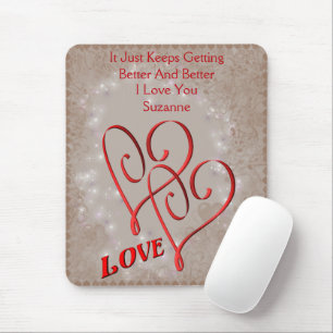 Mousepad Amor Corações Vermelhos Interligados Personalizado