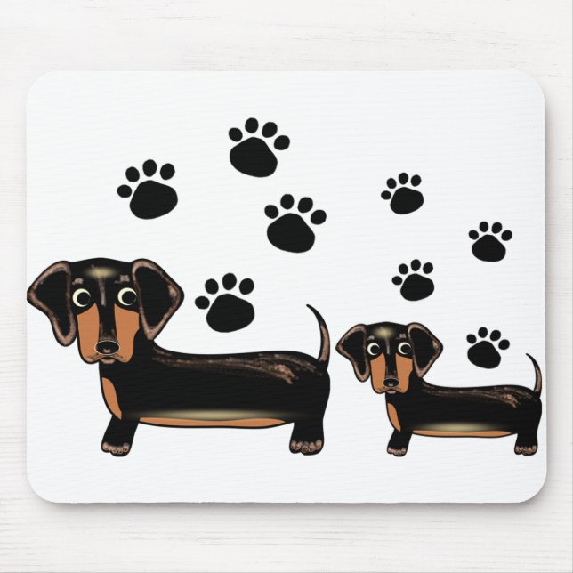 Mousepad Amor da família de cão da pata do Dachshund (Frente)