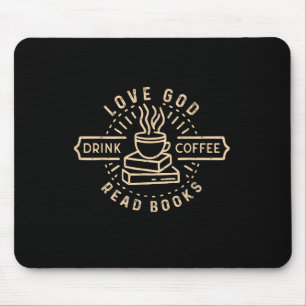 Mousepad Amor Deus Beba Café Ler Livros Amantes Vintage Ch
