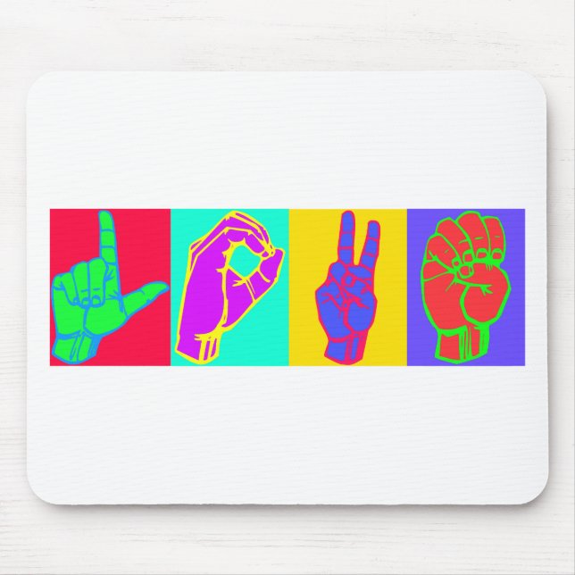 Mousepad AMOR do linguagem gestual (Frente)