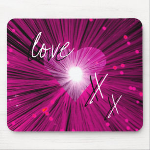Mousepad 'amor e beijos' do Coração Rosa