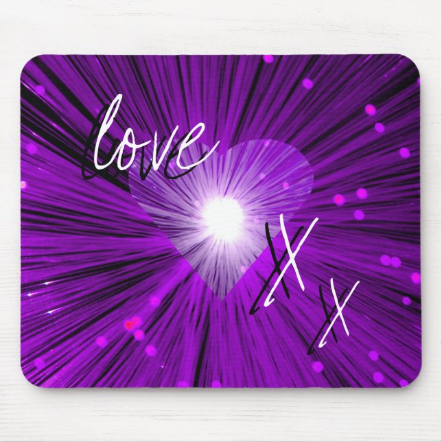 Mousepad 'amor e beijos' do Coração Roxo (Frente)