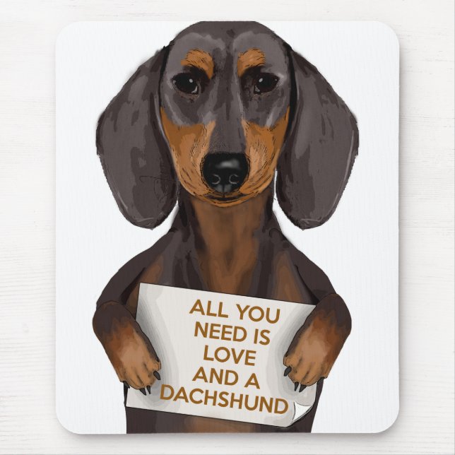 Mousepad Amor e Dachshund (Frente)