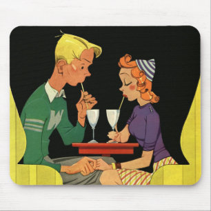 Mousepad Amor e Romance Vintage, Adolescentes na Soda Shop