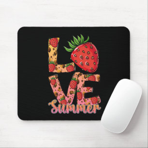 Mousepad Amor e Verão Rosa e Castanho Morango Fresco
