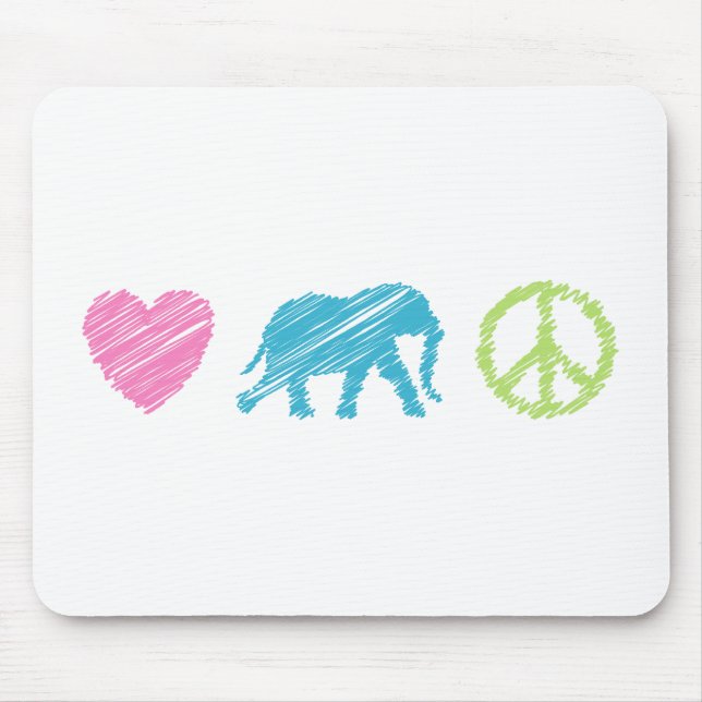Mousepad Amor, Elefante e Paz (Frente)