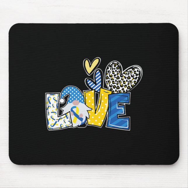 Mousepad Amor Gnomos Azul Fita Amarela Sindroma para Baixo  (Frente)