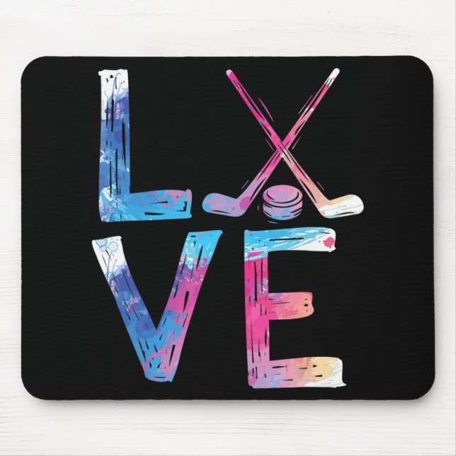 Mousepad Amor Hóquei no Gelo Raparigas Hockey Oferece Hóque (Frente)