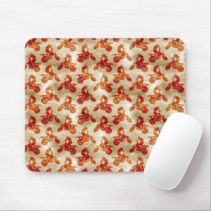 Mousepad Amor Motocross Padrão Motoqueiro Laranja