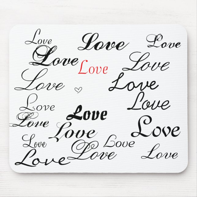 Mousepad amor no mouse preto e branco (Frente)