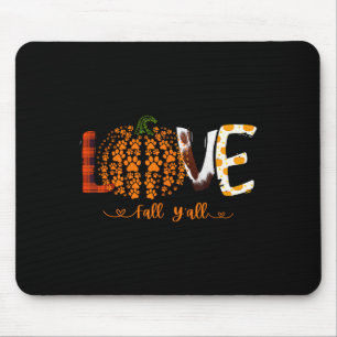 Mousepad Amor Outono Y'all Abóbora Impressão de Pata de Cac