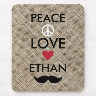 Mousepad AMOR personalizado da PAZ SEU NOME