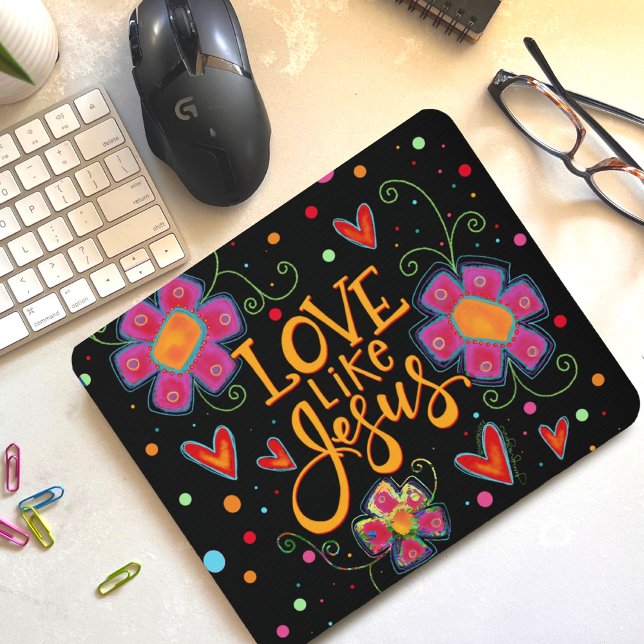 Mousepad Amor Preto Floral Rosa Divertido Como A Inspirivên (Criador carregado)