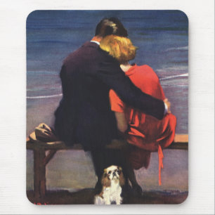 Mousepad Amor romântico do vintage, romance na praia