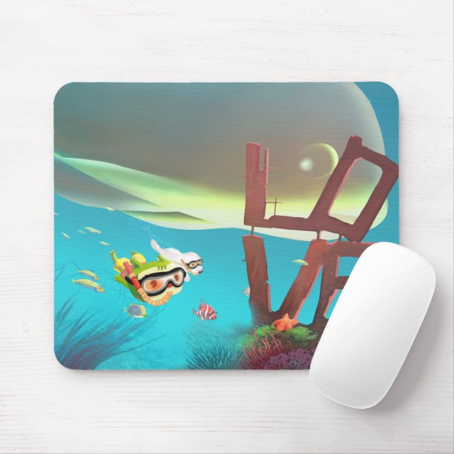 Mousepad Amor subaquático (Com mouse)