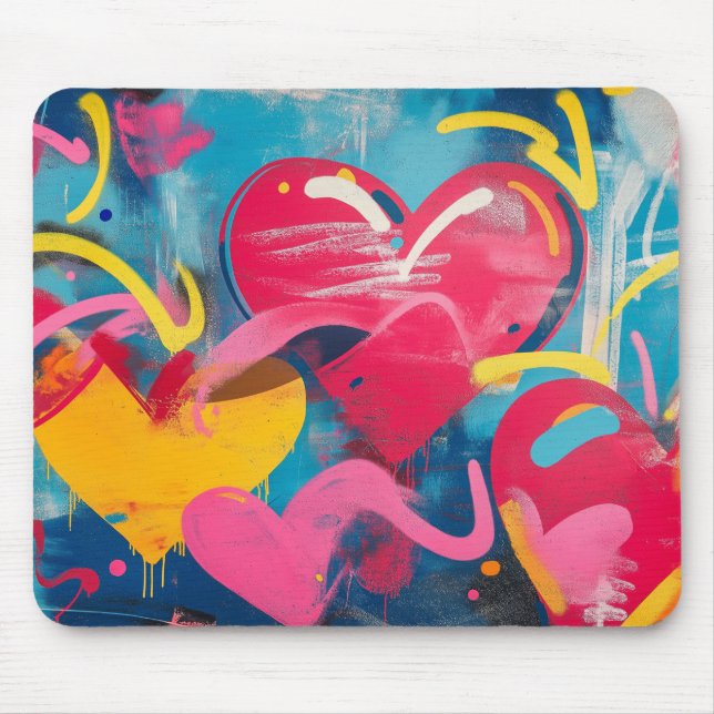 Mousepad Amor Urbano: Corações de Grafite (Frente)