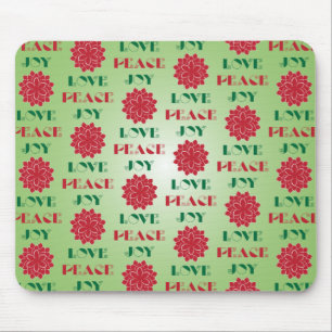 Mousepad Amor Verde e Vermelho Moderno, Paz, citação de J