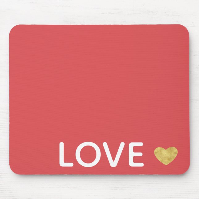 Mousepad Amor Vermelho Coração Dourado (Frente)